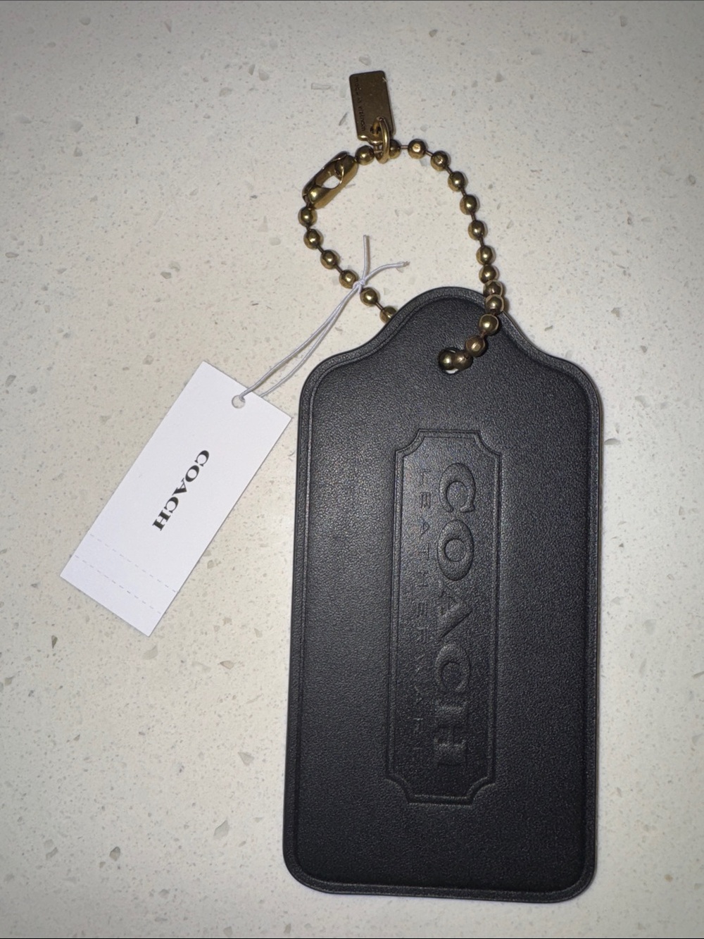 COACH Black Leather Hangtag Bag Charm